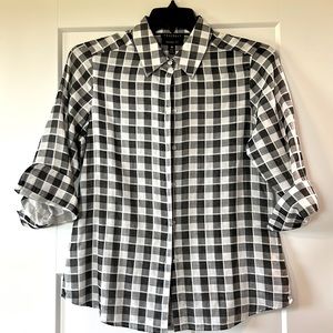Ladies Foxcroft Shaped Fit Black/White Button Down